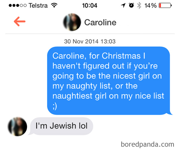 man using a christmas list pick-up line 