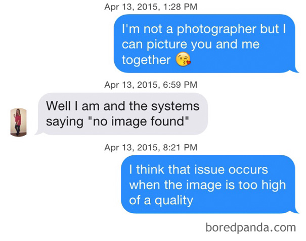 man and woman flirting using photography puns