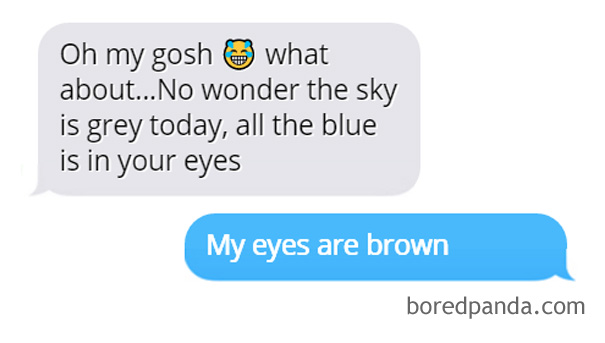 man trying to flirt with woman by complementing her eyes 