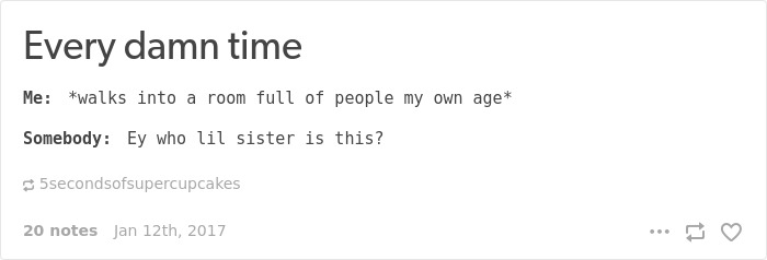 Text humorously highlighting short people problems with an adult mistaken for a younger person.