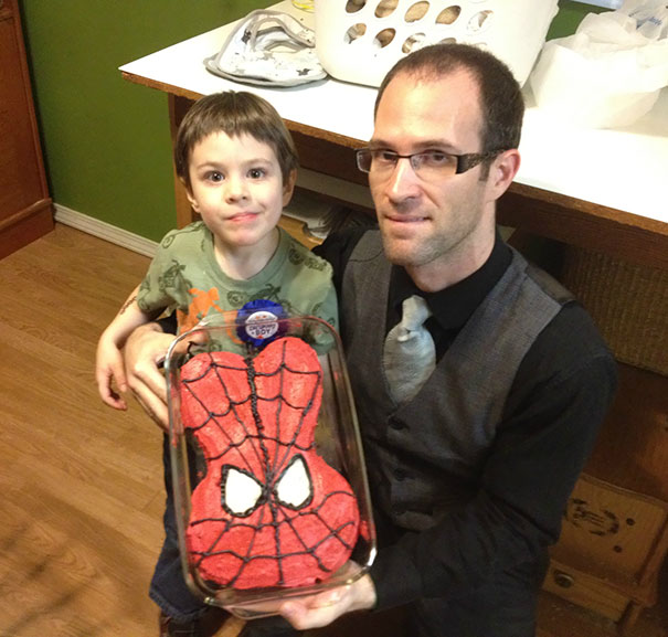 Single Dad Halfway Through Making Spiderman Birthday Cake And Realizing I Own Exactly One Cake Pan
