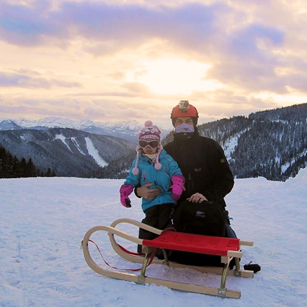 Single Dad And Firefighter Having Quality Winter Time With His Daughter