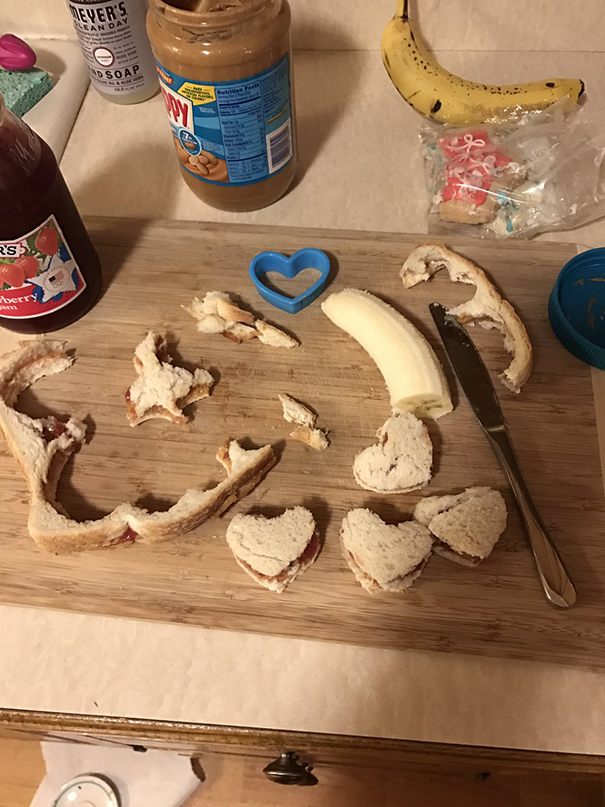 Daughter Wants Peanutbutter And Jelly Hearts, Dad Delivers