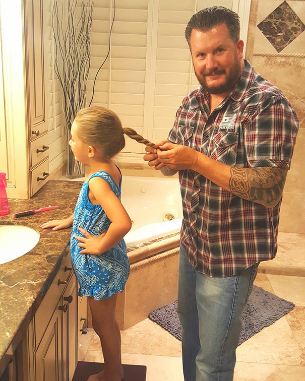Cool Dads Get Their Princesses Ready For School