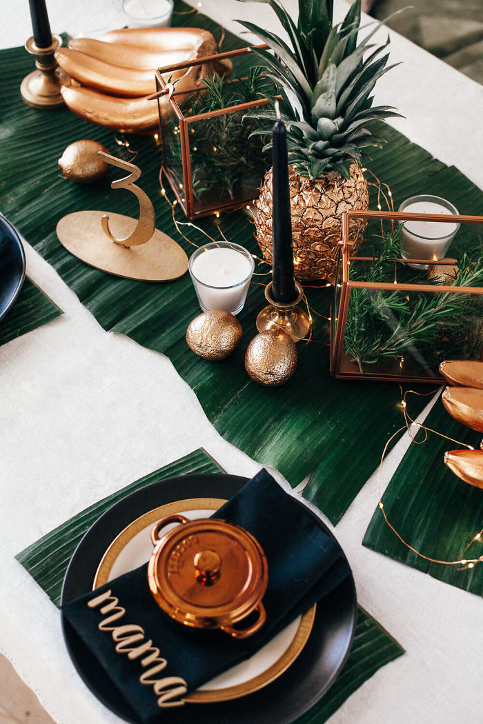 I Made This Table Decorations Out Of Painted Fruits, Vegetables And Herbs