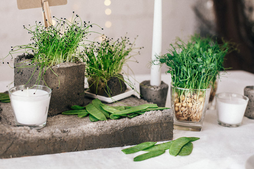 I Made This Table Decorations Out Of Painted Fruits, Vegetables And Herbs