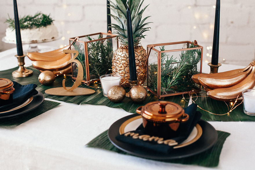 I Made This Table Decorations Out Of Painted Fruits, Vegetables And Herbs