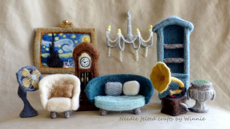 I Felt Tiny Antique Furniture From Wool