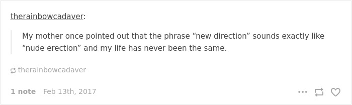 Joke about English pronunciation: "new direction" sounding like "n**e erection."