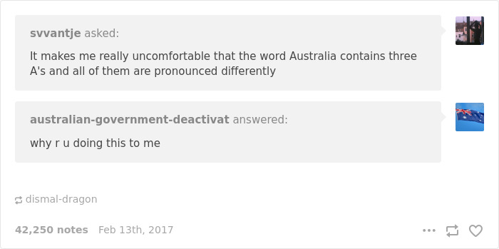 English language joke about the different pronunciations of "A" in Australia.