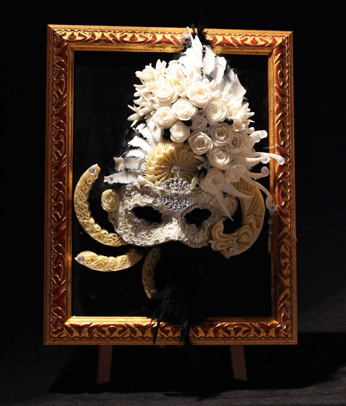 28 Soap Hand Carved By The Carving Artist Daniele Barresi. World Champion Of Carving Fruit And Vegetable And World Judge In Taiwan