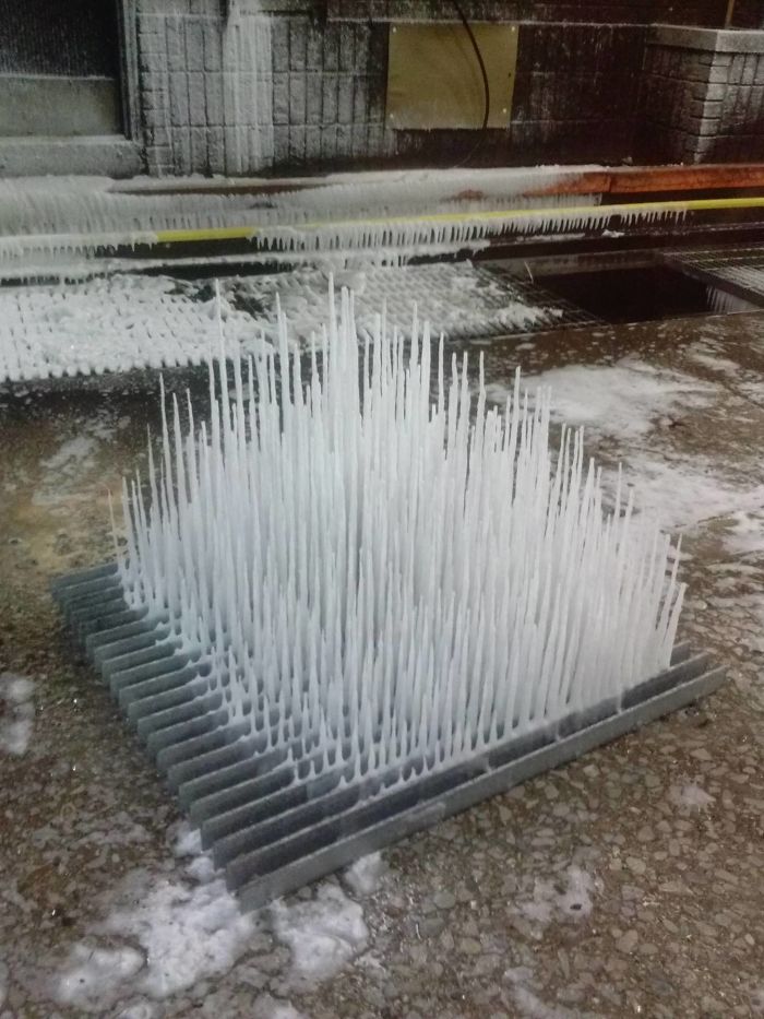 Inverted Icicles - Flipped A Drainage Pit Grate At Work