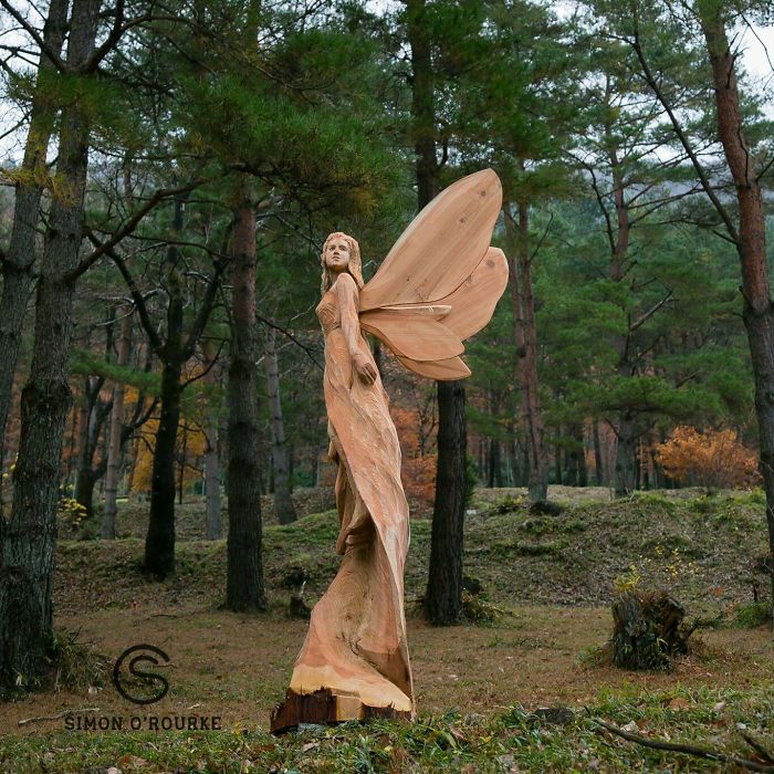 I Create Detailed Wooden Sculptures Carving Them With A Chainsaw