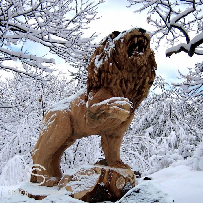 I Create Detailed Wooden Sculptures Carving Them With A Chainsaw