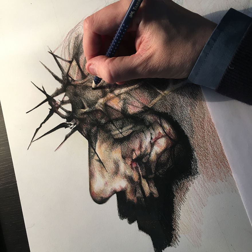 The Passion Of Christ - A Movie Poster Recreated With Colored Pencils The Passion Of Christ - A Movie Poster Recreated With Colored Pencils