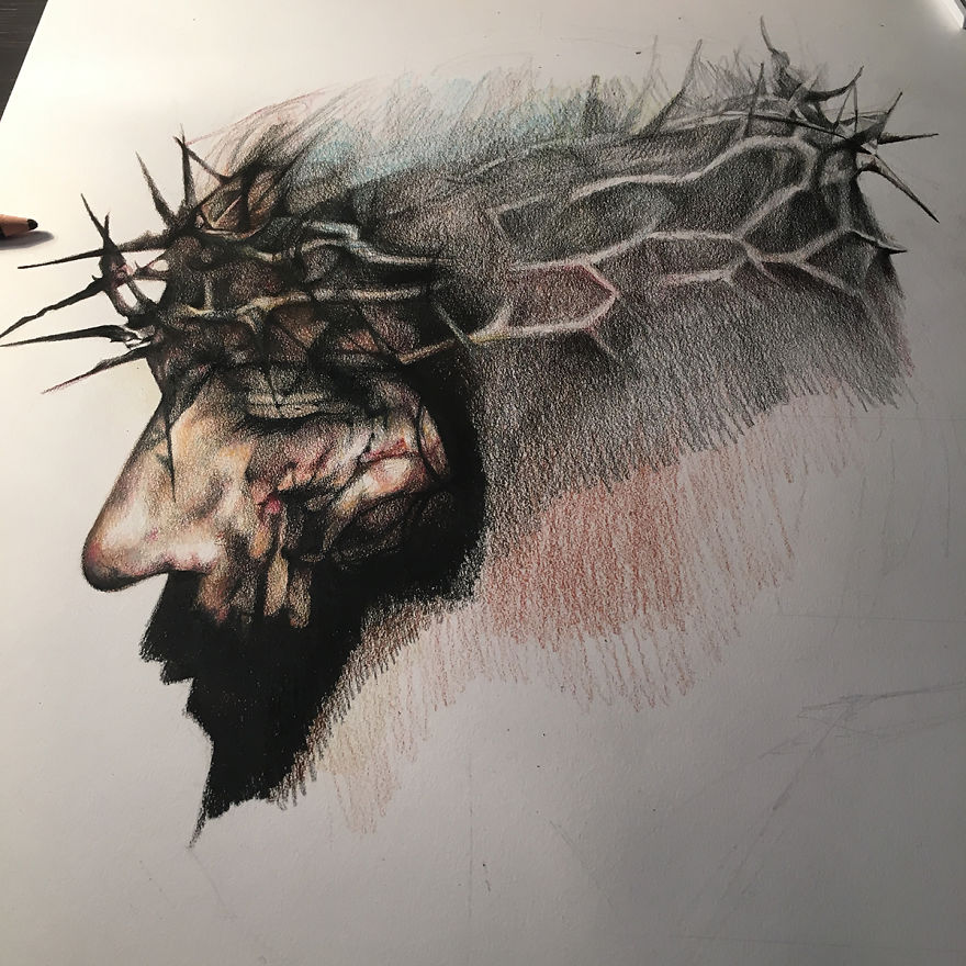 The Passion Of Christ - A Movie Poster Recreated With Colored Pencils The Passion Of Christ - A Movie Poster Recreated With Colored Pencils
