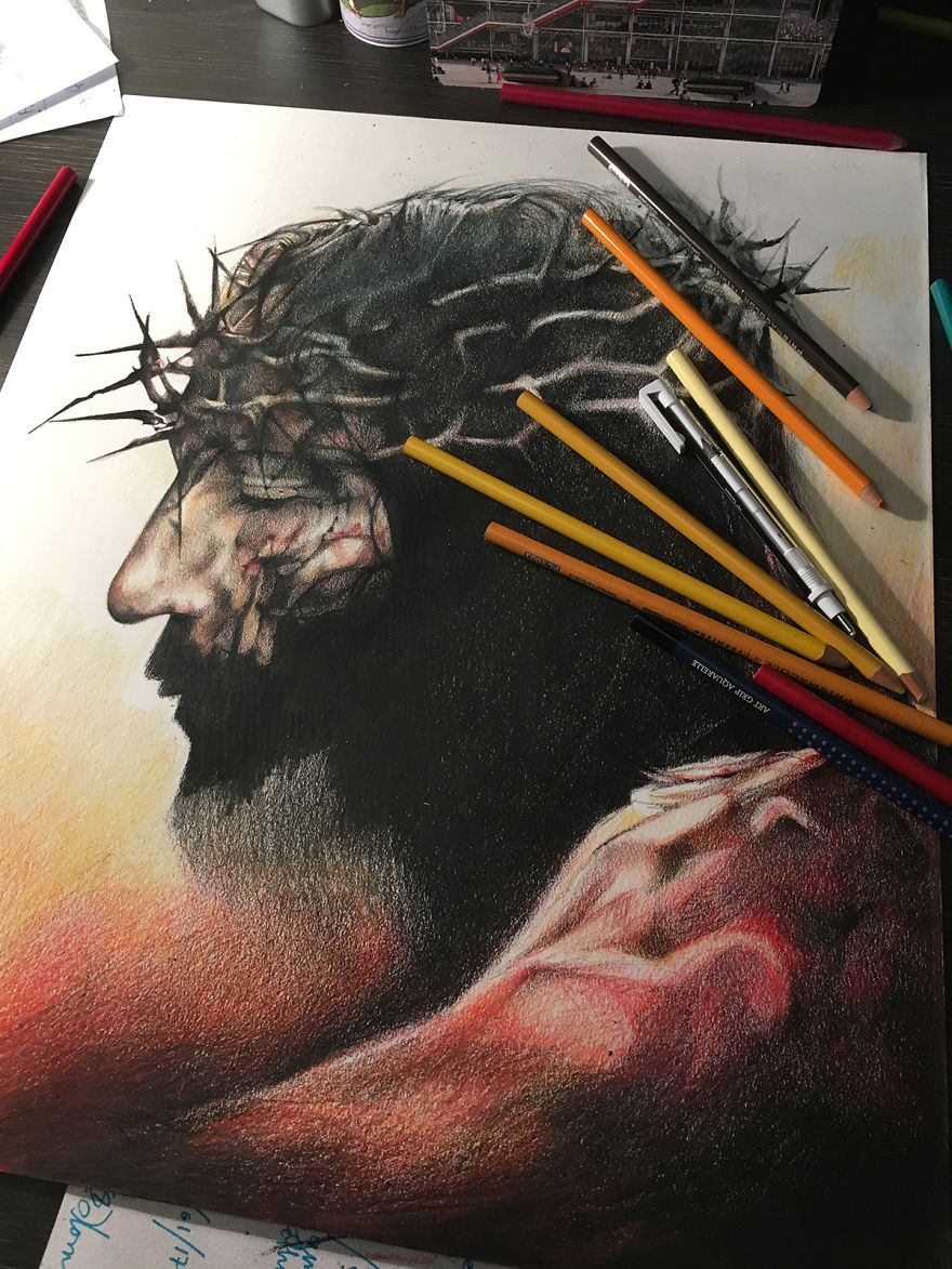 The Passion Of Christ - A Movie Poster Recreated With Colored Pencils The Passion Of Christ - A Movie Poster Recreated With Colored Pencils