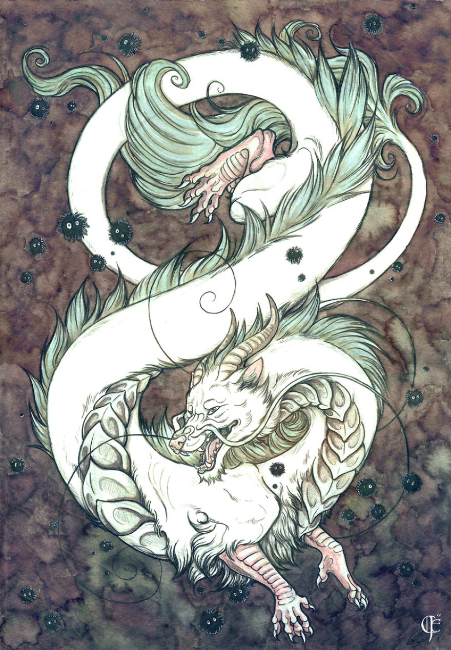 Dragons & Mythical Beasts Created In Ink And Watercolour By Artist Collette J Ellis