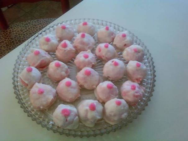 Strawberry Cake Balls Looking Oddly Perky. :/