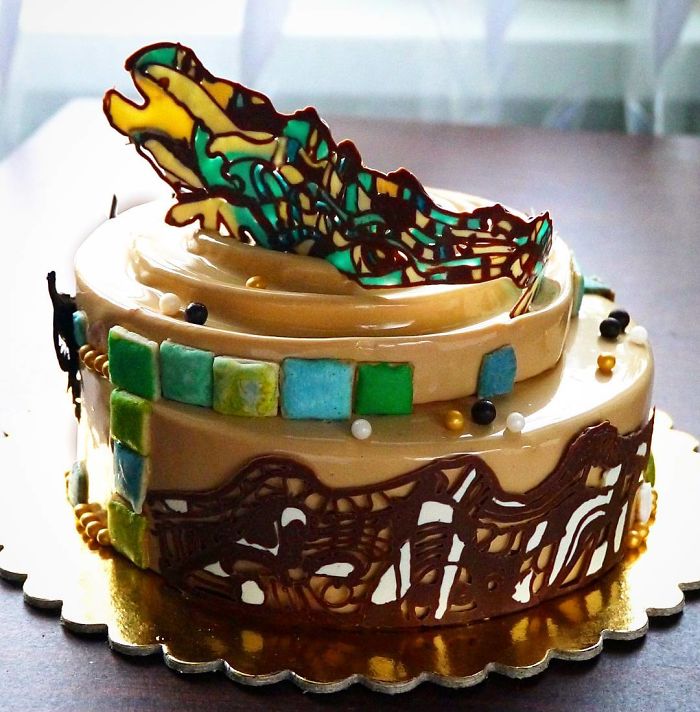 I Draw And Create My Own Chocolate World On The Mirror Glaze