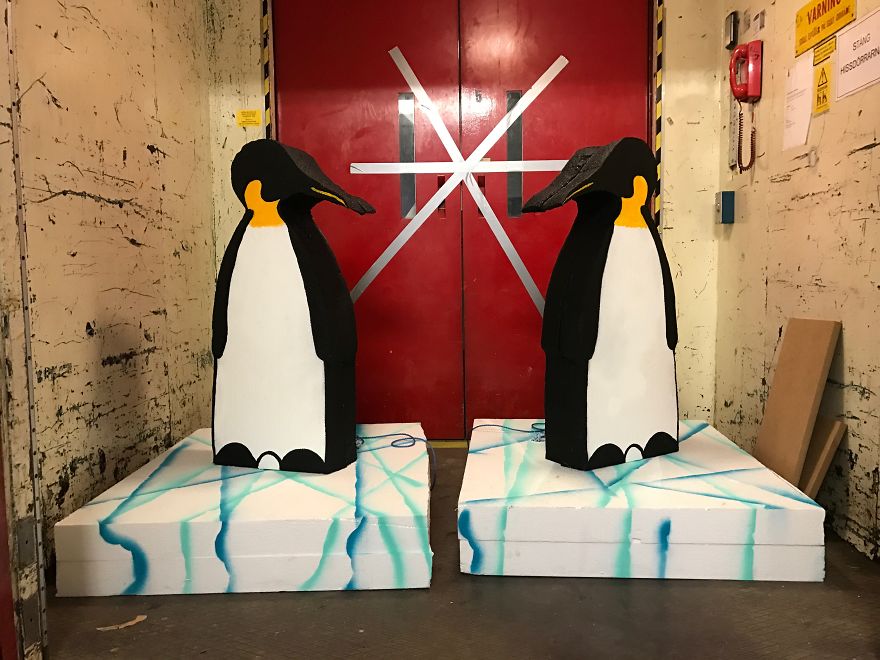 I Made Penguin Sculptures And Placed Them In The Waters Around My Town To Raise Awareness About Global Warming I Made Penguin Sculptures And Placed Them In The Waters Around My Town To Raise Awareness About Global Warming