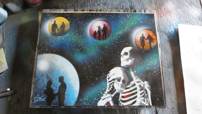 I Paint With Spray Paint This One Is Called, Timeless Timelines – Spray Paint Art By Levon Snyder