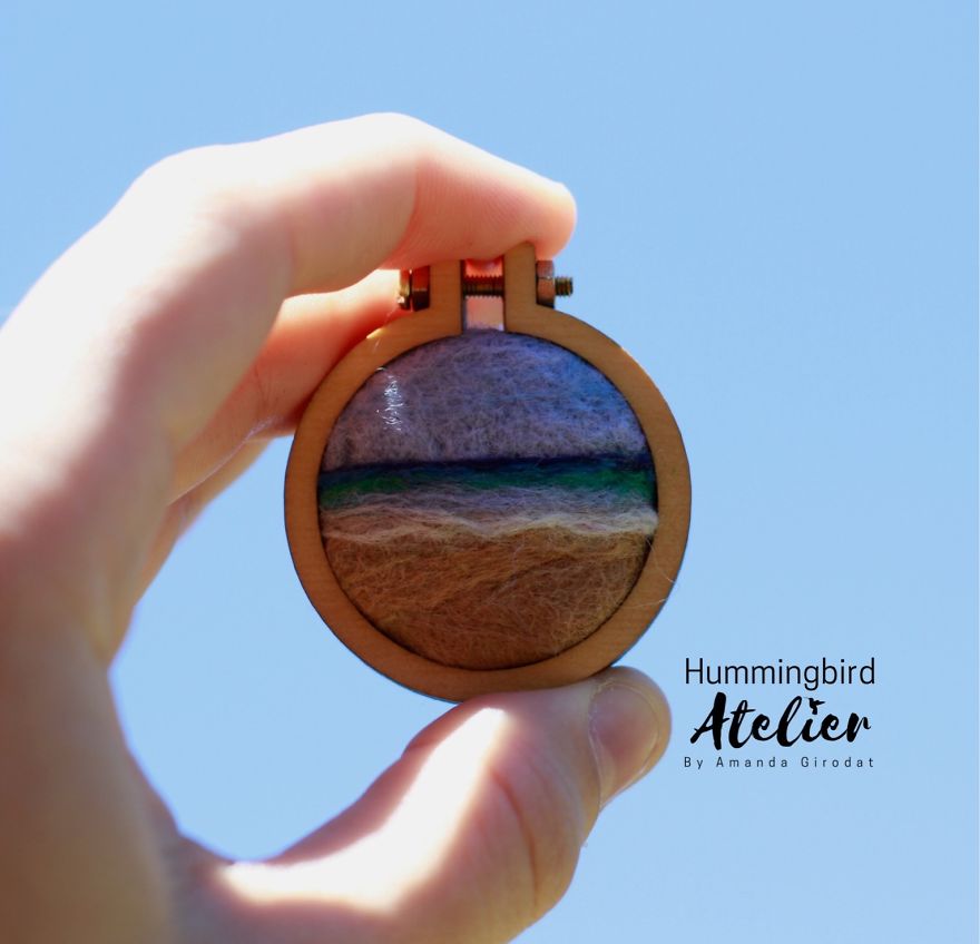 Ocean Beach Needle Felt Mini Hoop