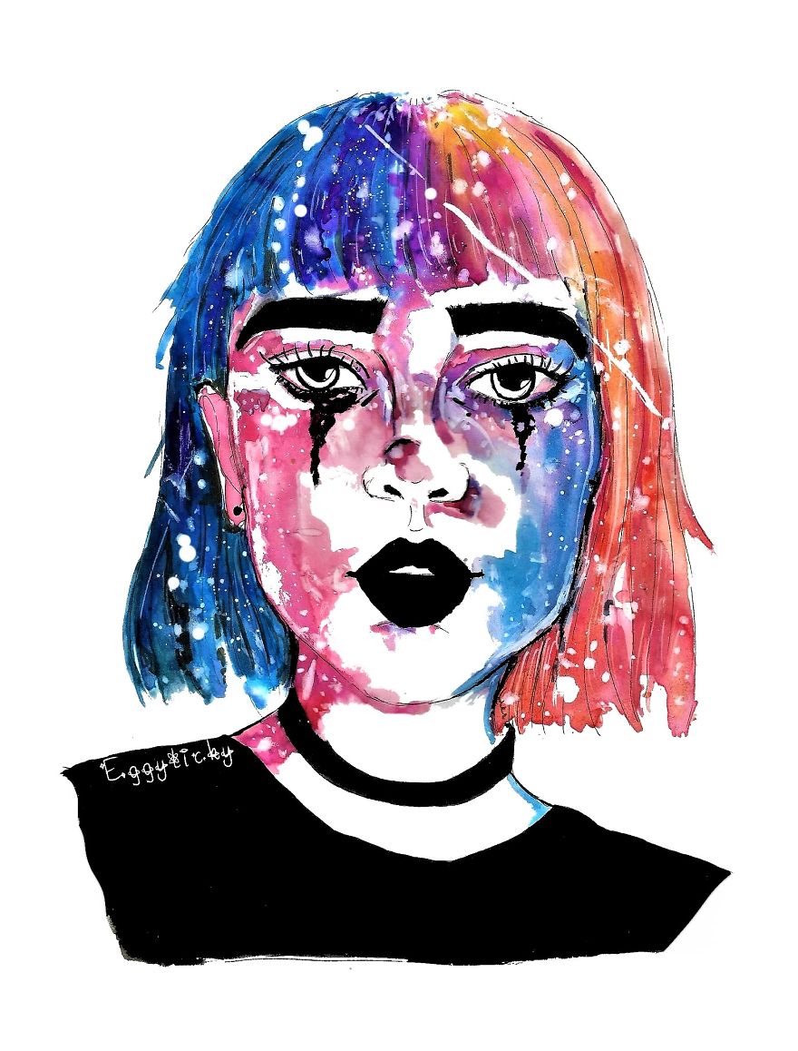 Celestial Beauties In Watercolour And Ink.