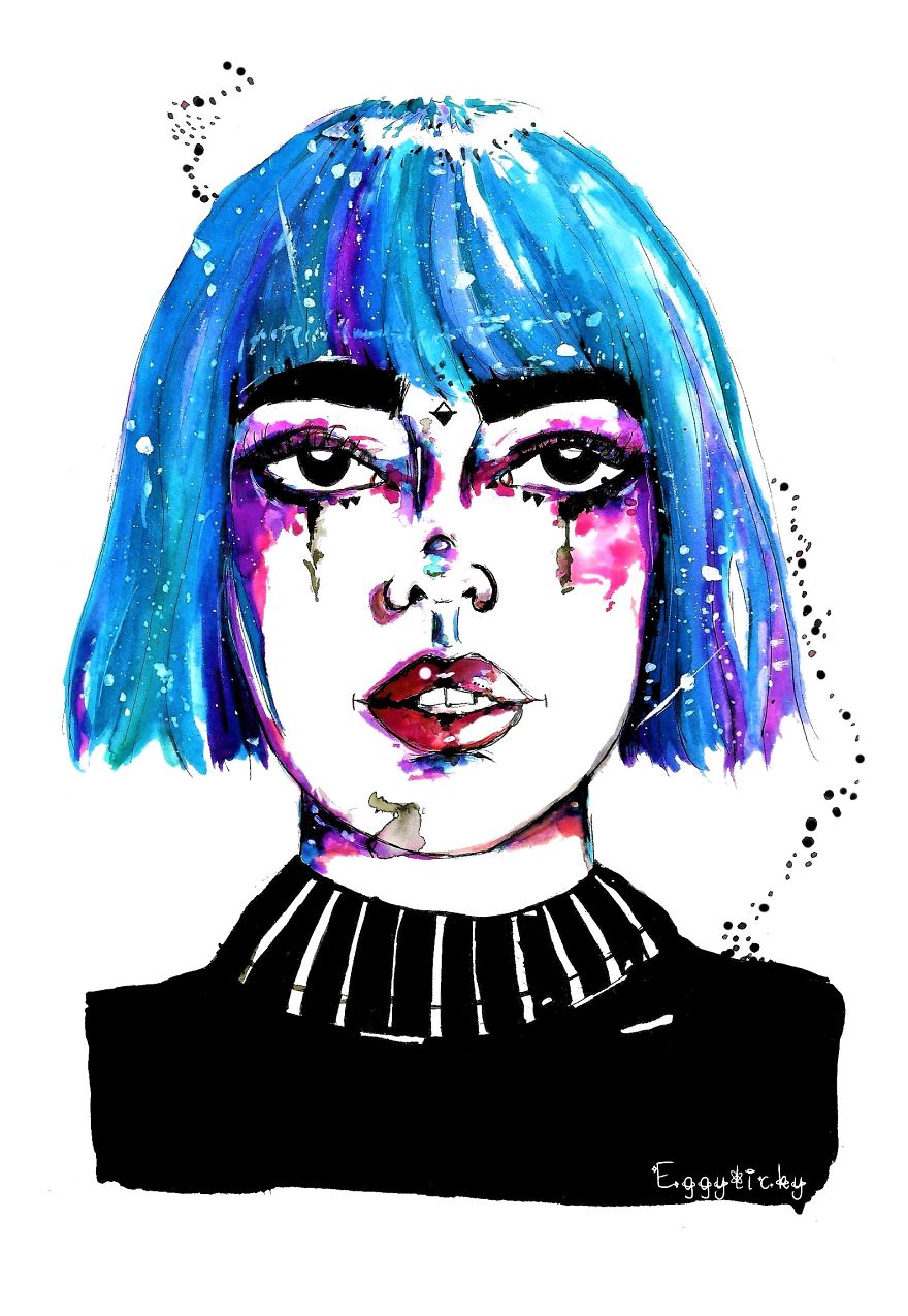 Celestial Beauties In Watercolour And Ink.