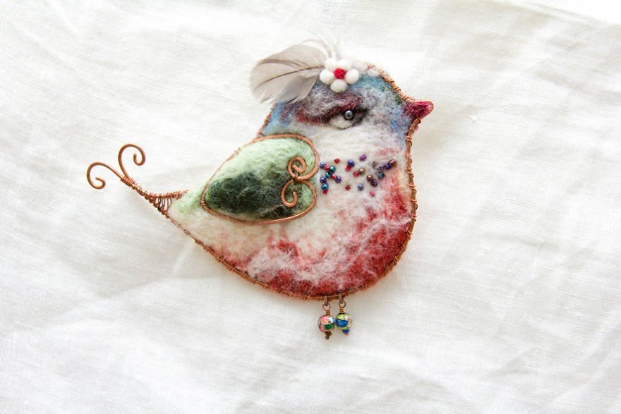 My Felt Bird Brooches Made Like A Photo