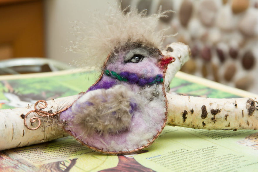 My Felt Bird Brooches Made Like A Photo