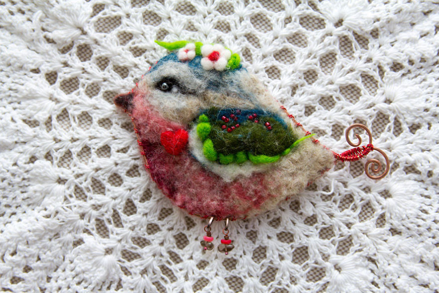 My Felt Bird Brooches Made Like A Photo