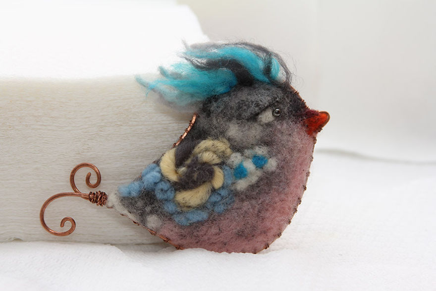 My Felt Bird Brooches Made Like A Photo