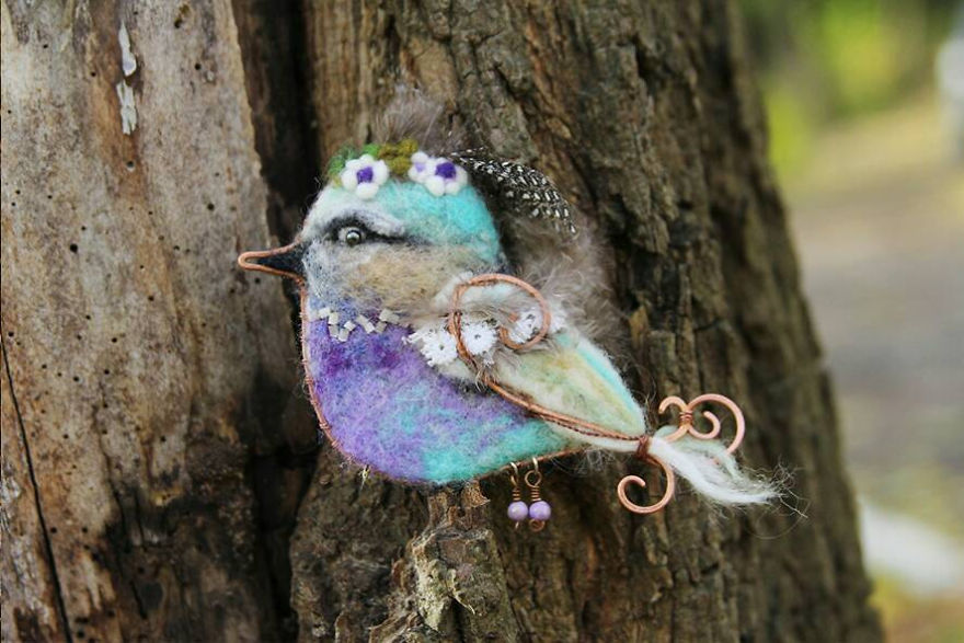 My Felt Bird Brooches Made Like A Photo