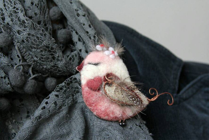 My Felt Bird Brooches Made Like A Photo