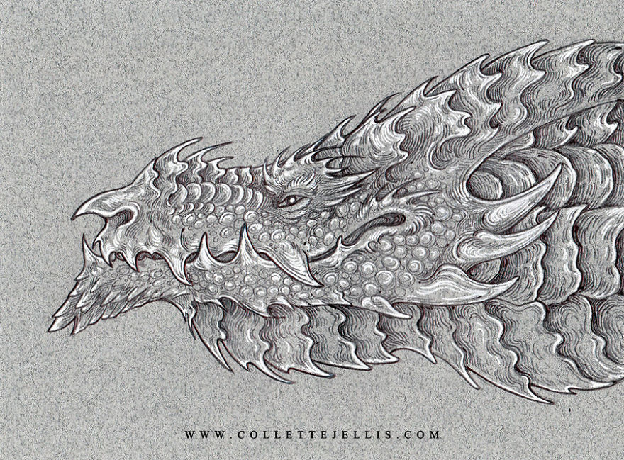 Dragons & Mythical Beasts Created In Ink And Watercolour By Artist Collette J Ellis