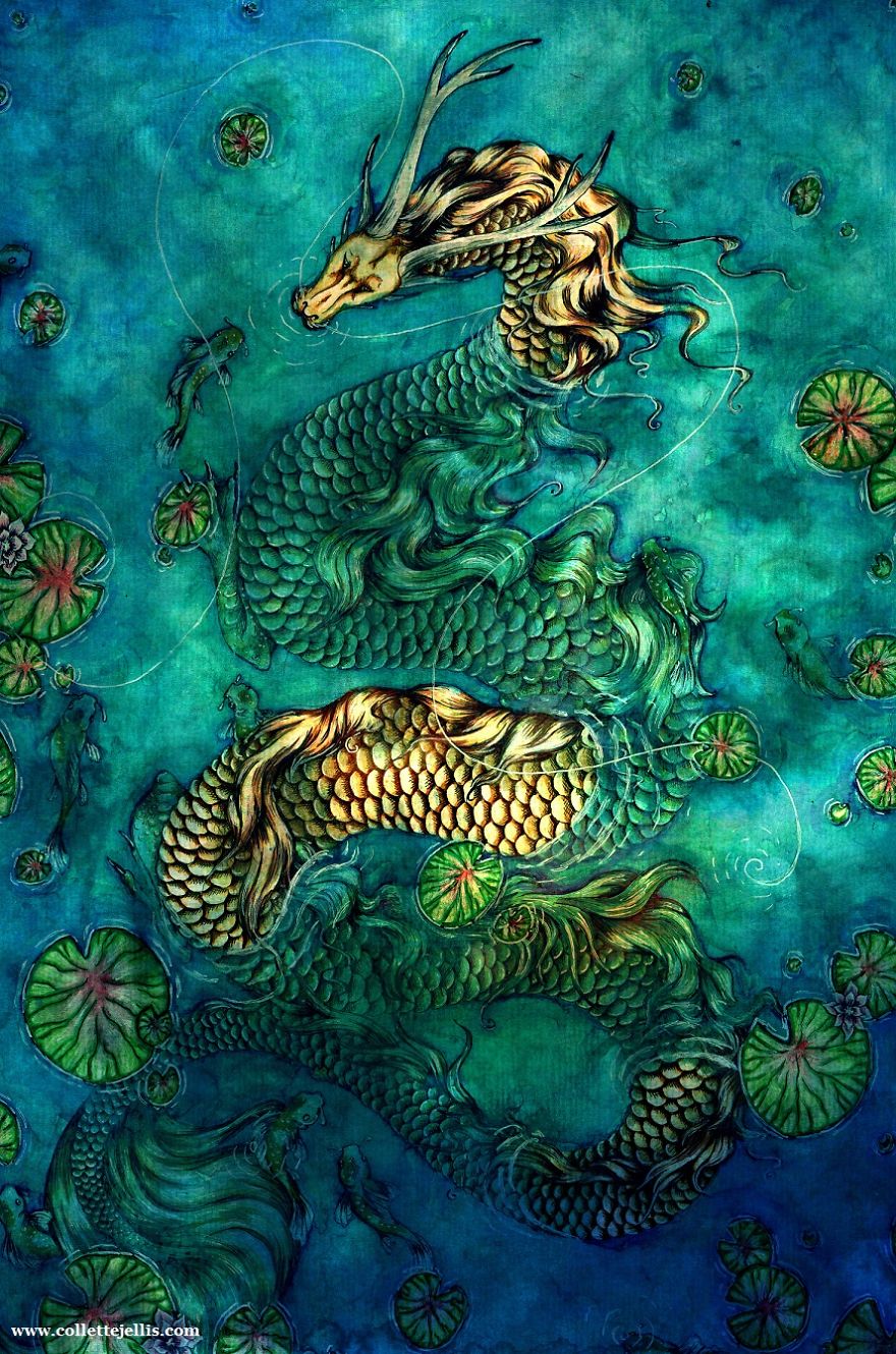 Dragons & Mythical Beasts Created In Ink And Watercolour By Artist Collette J Ellis