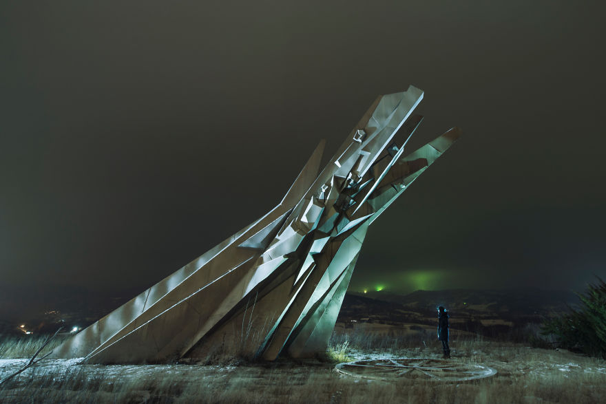 Otherworldly Night Version Of Yugoslavian Monuments In Serbia Otherworldly Night Version Of Yugoslavian Monuments In Serbia