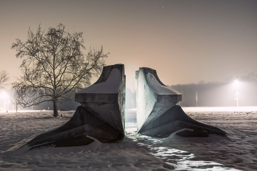 Otherworldly Night Version Of Yugoslavian Monuments In Serbia Otherworldly Night Version Of Yugoslavian Monuments In Serbia