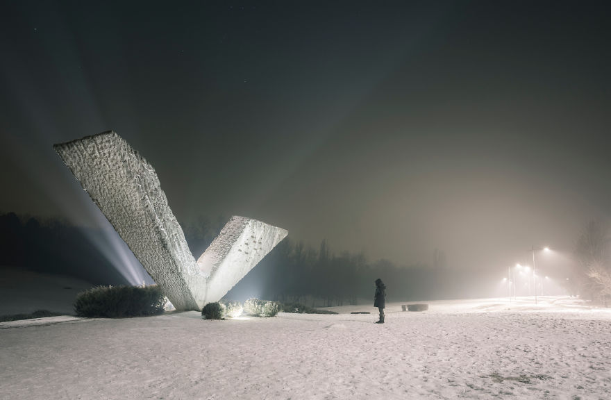 Otherworldly Night Version Of Yugoslavian Monuments In Serbia Otherworldly Night Version Of Yugoslavian Monuments In Serbia