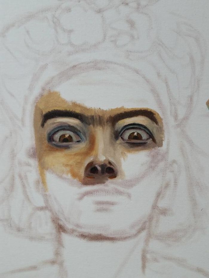 I Merged Salvador Dali And Frida Kahlo In My Painting