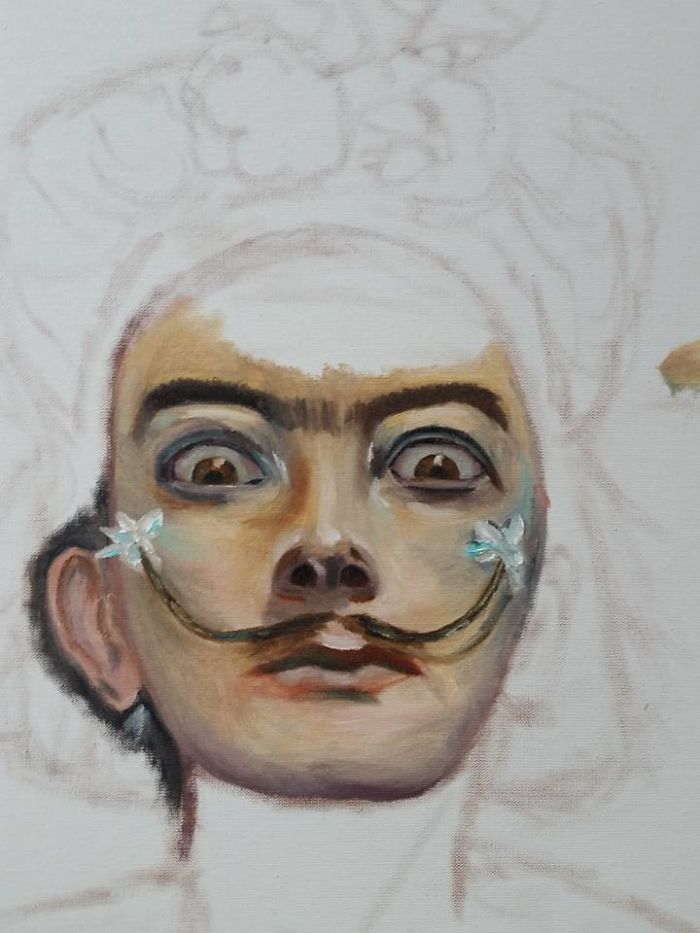 I Merged Salvador Dali And Frida Kahlo In My Painting