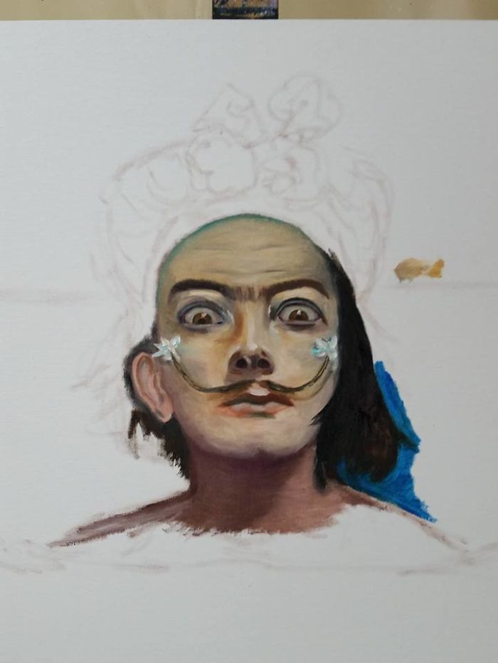 I Merged Salvador Dali And Frida Kahlo In My Painting