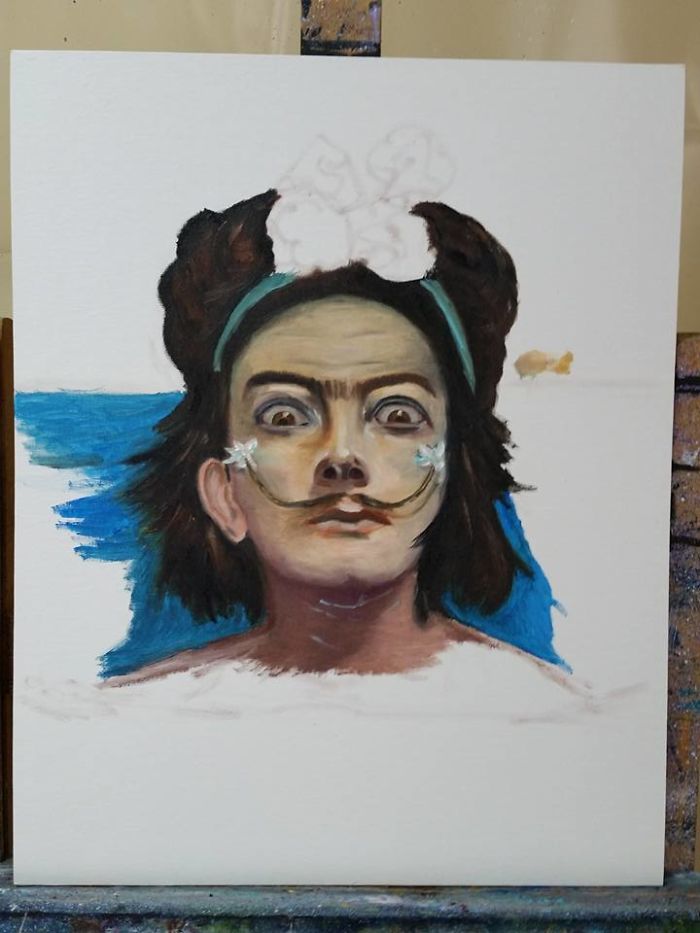 I Merged Salvador Dali And Frida Kahlo In My Painting