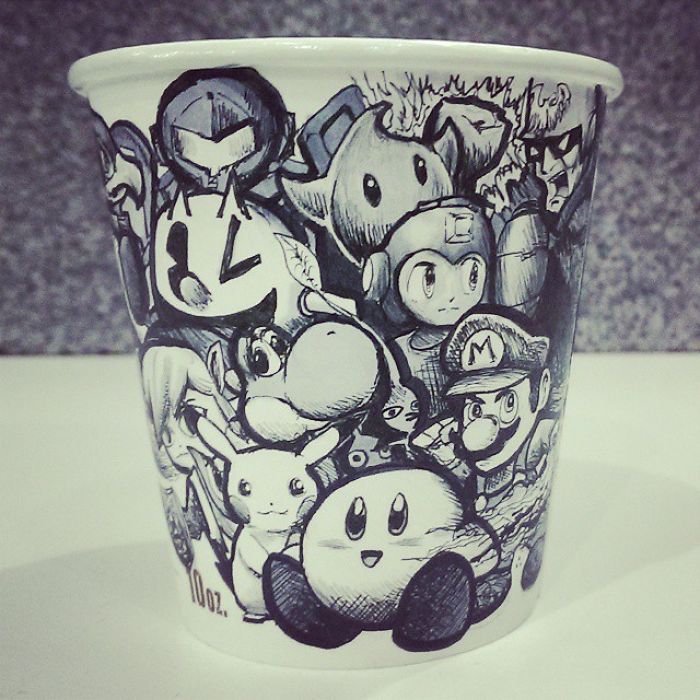 While Working As An Animator I Still Find The Time To Draw On Coffee Cups