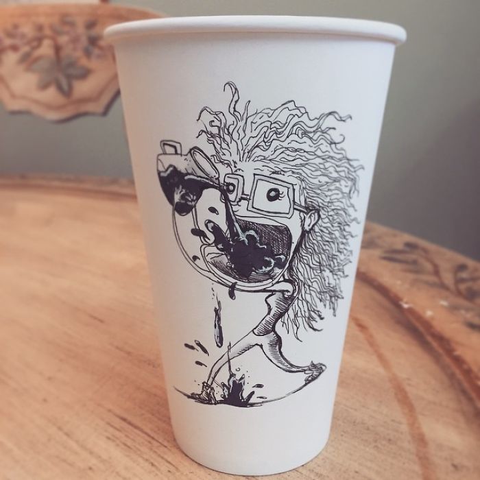 While Working As An Animator I Still Find The Time To Draw On Coffee Cups