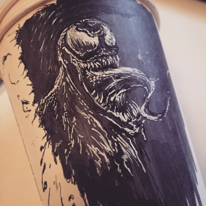 While Working As An Animator I Still Find The Time To Draw On Coffee Cups