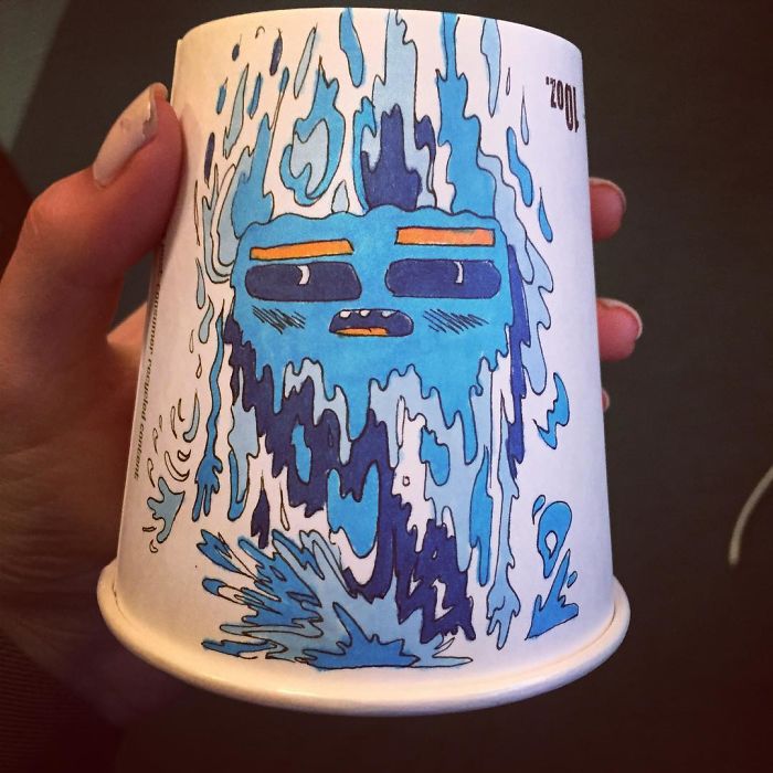 While Working As An Animator I Still Find The Time To Draw On Coffee Cups