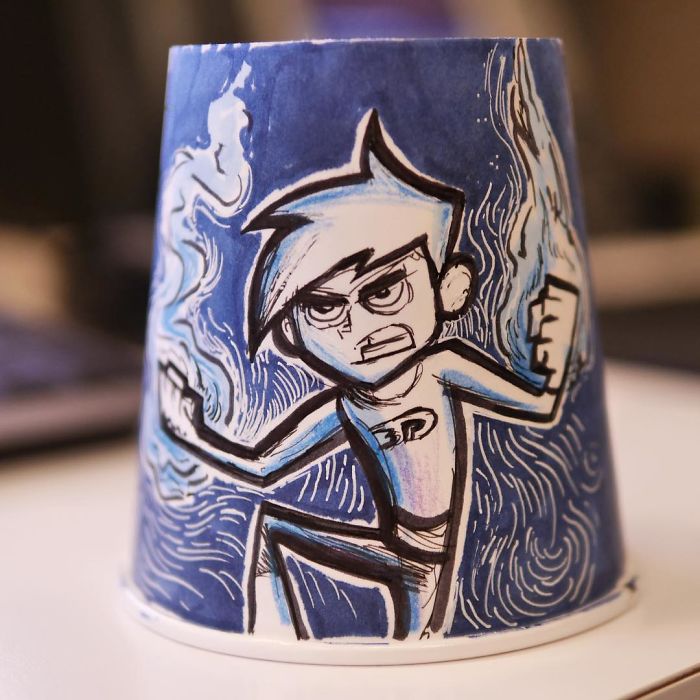 While Working As An Animator I Still Find The Time To Draw On Coffee Cups