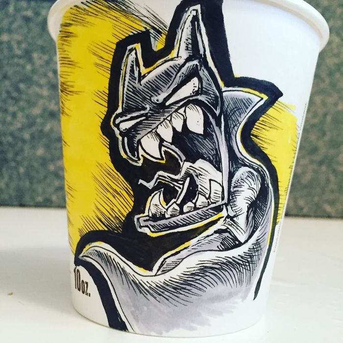 While Working As An Animator I Still Find The Time To Draw On Coffee Cups